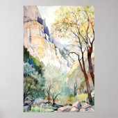 Zion National Park Waterverf Poster (Voorkant)