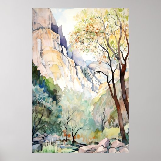 Zion National Park Waterverf Poster (Voorkant)