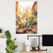 Zion National Park Waterverf Poster (Thuiskantoor)