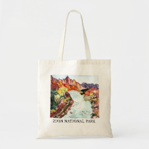 Zion National Park Waterverf Schilderen kleurrijk Tote Bag