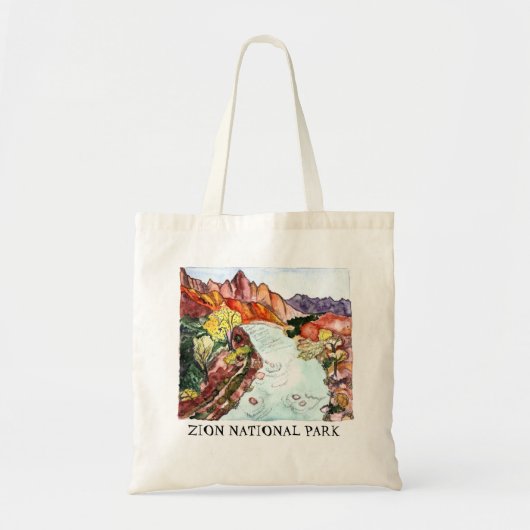 Zion National Park Waterverf Schilderen kleurrijk Tote Bag (Voorkant)