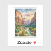 Zion National Park Waterverf Schilderen Sticker (Vel)