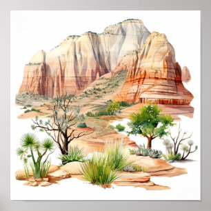 Zion National Park Waterverf Schilderij Poster