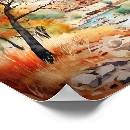 Zion National Park Waterverf Schilderij Poster (Hoek)