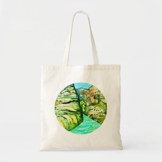 Zion National Park Waterverf Schilderkunst Tote Bag (Voorkant)