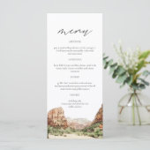 ZION National Park Waterverf Wedding Menu Cards (Staand voorkant)