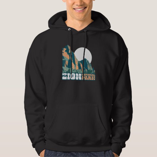 Zion National Park WPA Poster Style Graphic Utah Hoodie (Voorkant)