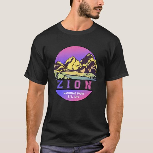 Zion National Park WPA Poster Style Graphic Utah T-shirt (Voorkant)