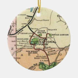 Zion Park Vintage Kaart Keramisch Ornament