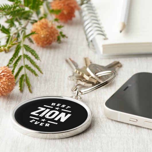 Zion Personalized Name Birthday Gift Sleutelhanger (Zijkant)