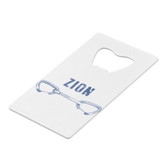 Zion Rock climing Quickdraw Creditkaart Flessenopener (Voorkant Gekanteld)