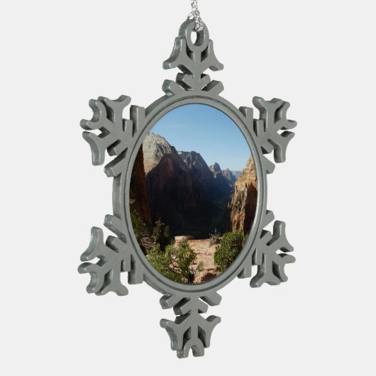 Zion uit Angels Landing Trail Zion National Park Tin Sneeuwvlok Ornament (Links)