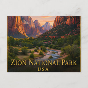 Zion Utah Rode Kliffen & Virgin River Canyon 🗺️ Briefkaart