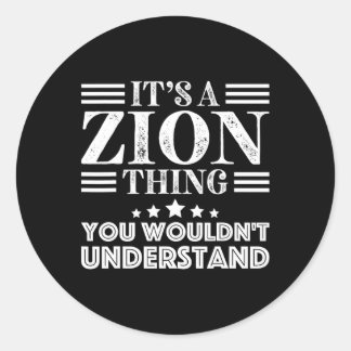 Zion voornaam persoonlijke verjaardag Vaderdag man Ronde Sticker