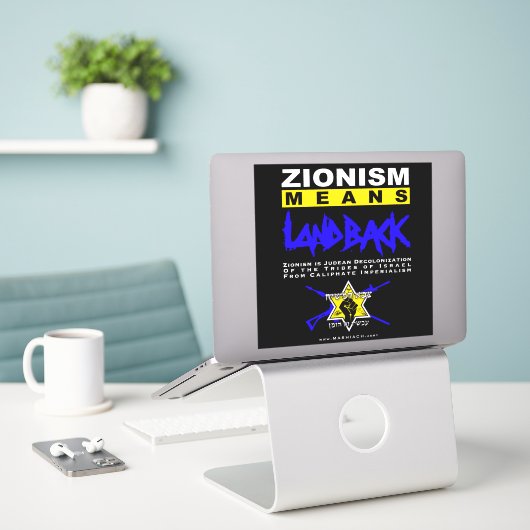 Zionisme betekent LANDBACK! Sticker (Laptop op bureau)