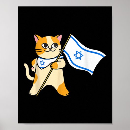 Zionistische kat Israëlische vlag pro-Israël Joods Poster (Voorkant)