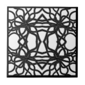 Zip gebonden zwart op wit curvy symmetrisch patroo tegeltje (Voorkant)