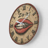 Zip It! Funny Vintage Zipper Lips Grote Klok (Hoek)