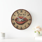 Zip It! Funny Vintage Zipper Lips Grote Klok (Huis)