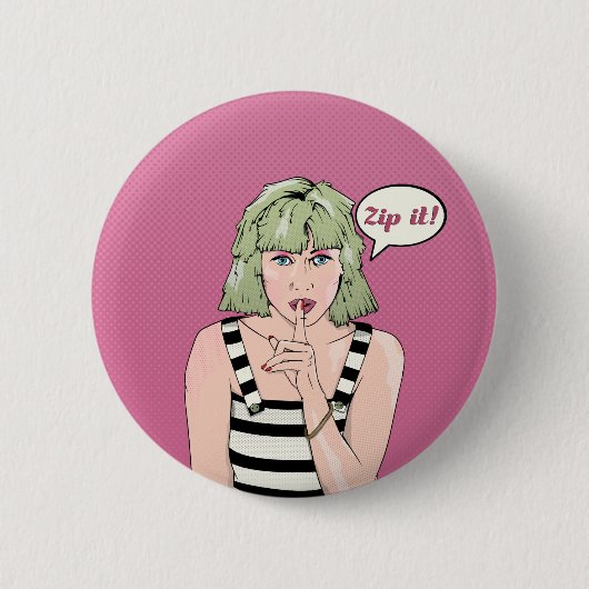 Zip It Pop art Ronde Button 5,7 Cm (Voorkant)