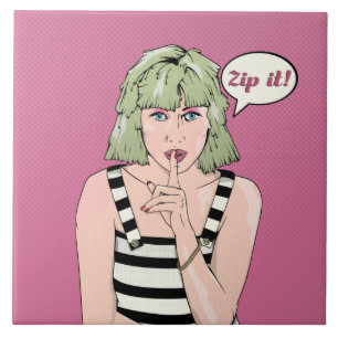Zip it stripboek stijl poster tegeltje