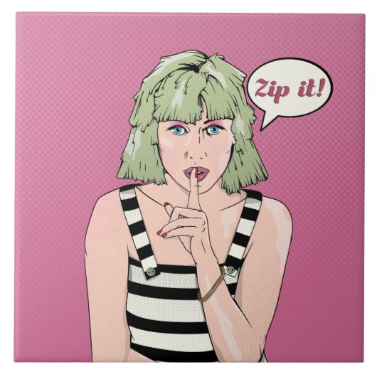 Zip it stripboek stijl poster tegeltje (Voorkant)