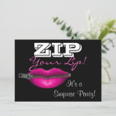 ZIP je lip verrassing party nodigt hot roze lippen Kaart (Staand voorkant)