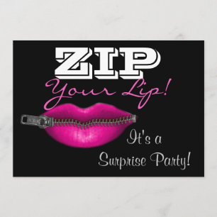 ZIP je lip verrassing party nodigt hot roze lippen Kaart