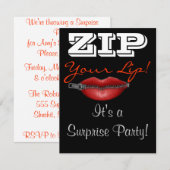 ZIP je lippenverrassingsfeestje uitnodigen Kaart (Voorkant / Achterkant)
