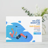 Zip lijn avontuur uitnodiging (Staand voorkant)
