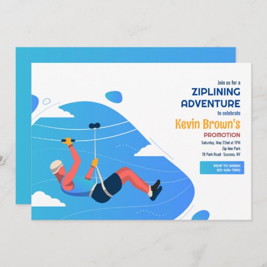 Zip lijn avontuur uitnodiging (Voorkant / Achterkant)