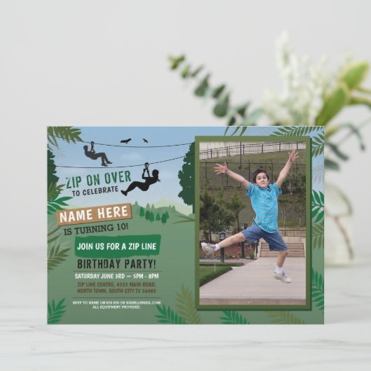 Zip Line Birthday Adventure Park Outdoorfoto Kaart (Staand voorkant)