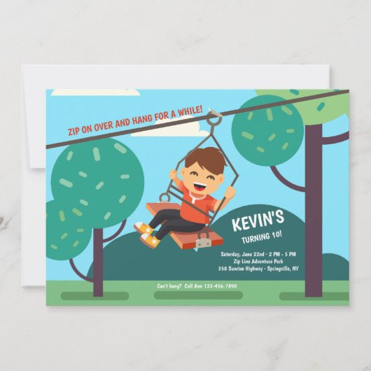 Zip Line Invitation Kaart (Voorkant)