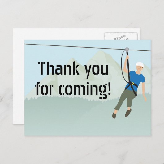 Zip Line Lining Verjaardag Bedankt Briefkaart (Voorkant / Achterkant)