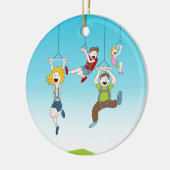 Zip Line Riders Keramisch Ornament (Links)