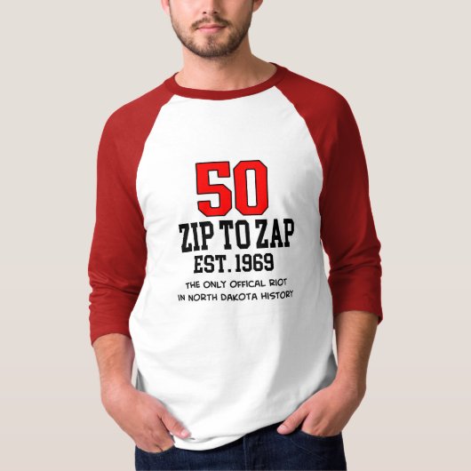 Zip naar Zap 50th Jubileum Raglan T-Shirt (Voorkant)