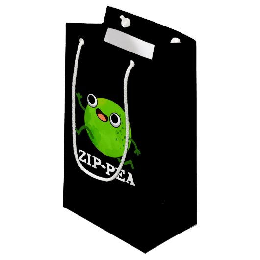 Zip-pea Funny Zippy Pea Pun Dark BG Klein Cadeauzakje (Voorkant Gekanteld)