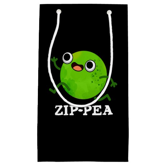Zip-pea Funny Zippy Pea Pun Dark BG Klein Cadeauzakje (Voorkant)