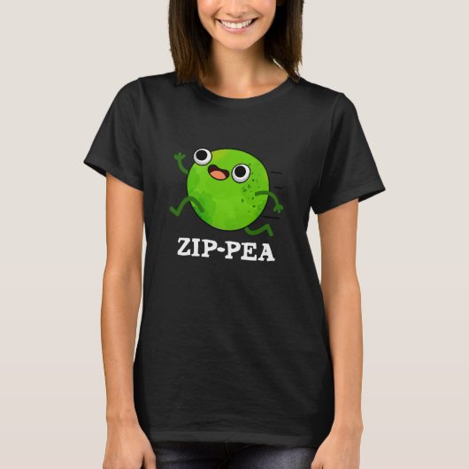 Zip-pea Funny Zippy Pea Pun Dark BG T-shirt (Voorkant)