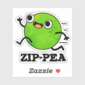 Zip-pea Funny Zippy Pea Pun Sticker (Vel)