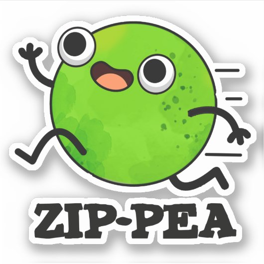 Zip-pea Funny Zippy Pea Pun Sticker (Voorkant)