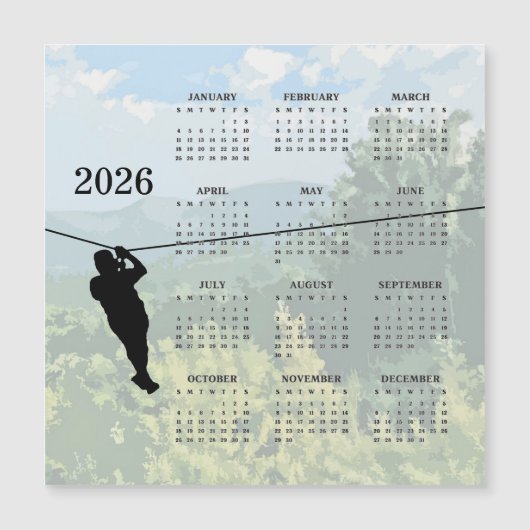 Zipline Adventure 2026 Calendar Magnetic Card (Voorkant)