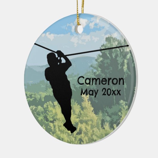 Zipline avontuur keramisch ornament (Links)