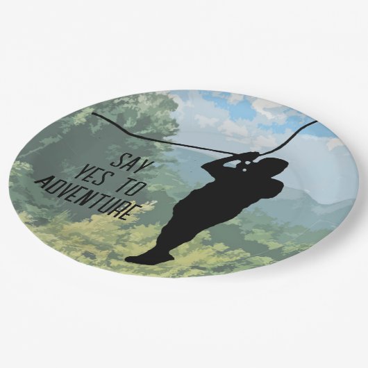 Zipline Avontuur Ontwerp Papieren Bordje (Gekanteld)