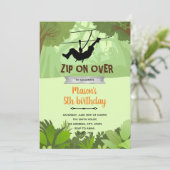 Zipline boy verjaardagsuitnodiging bedankkaart (Staand voorkant)