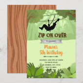 Zipline boy verjaardagsuitnodiging bedankkaart (Voorkant / Achterkant)