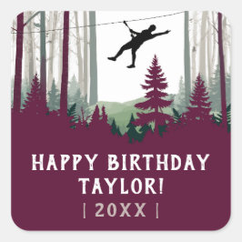 Zipline Natuur Avontuur Bourgondië Bos Verjaardag Vierkante Sticker