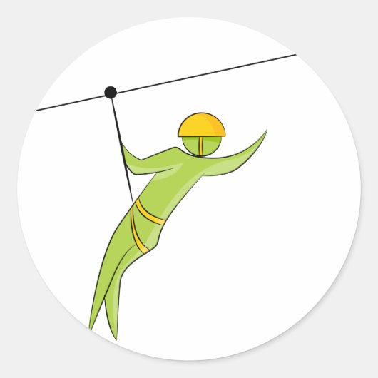 Zipline Rider Stick Figure Icon Ronde Sticker (Voorkant)