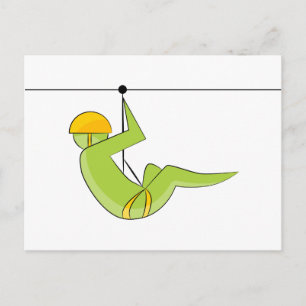 Zipline Rider Stick Figuur Pictogram Briefkaart