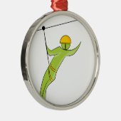 Zipline Rider Stick Figuur Pictogram Metalen Ornament (Rechts)